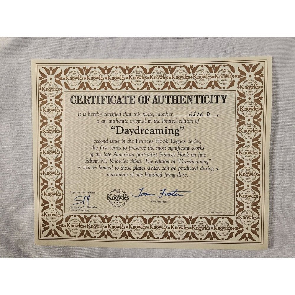 Daydreaming Plate 2 Frances Hook Legacy Series Collectors Plate- NIB (SH5U) - Picture 4 of 7